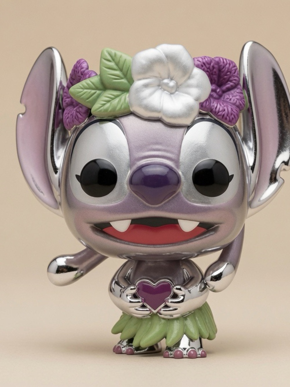 Purple Hula Stitch charm  Figure with Flower Crown
